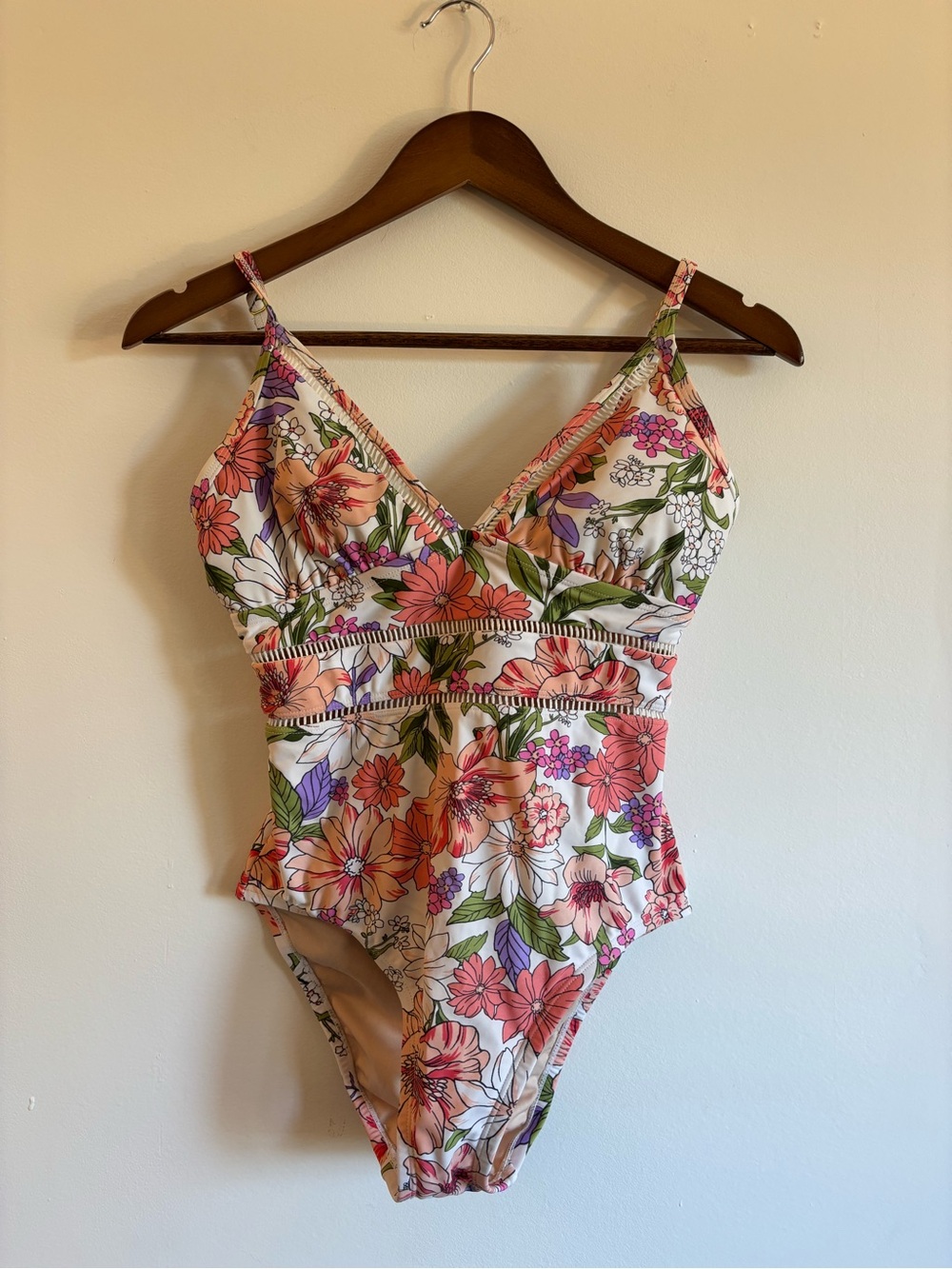 Kona Sol Pink, Coral & Green Floral One-Piece Swimsuit